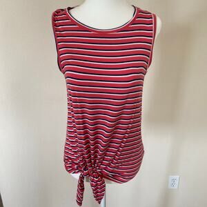 Red white and blue striped sleeveless tank top S